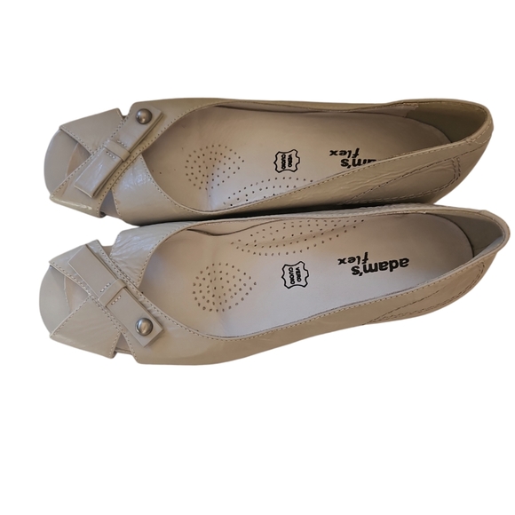 Adam's Flex VERO CUOIO Women Peep Toe Leather upper Low block Flat Shoes Size 9 - Picture 5 of 11